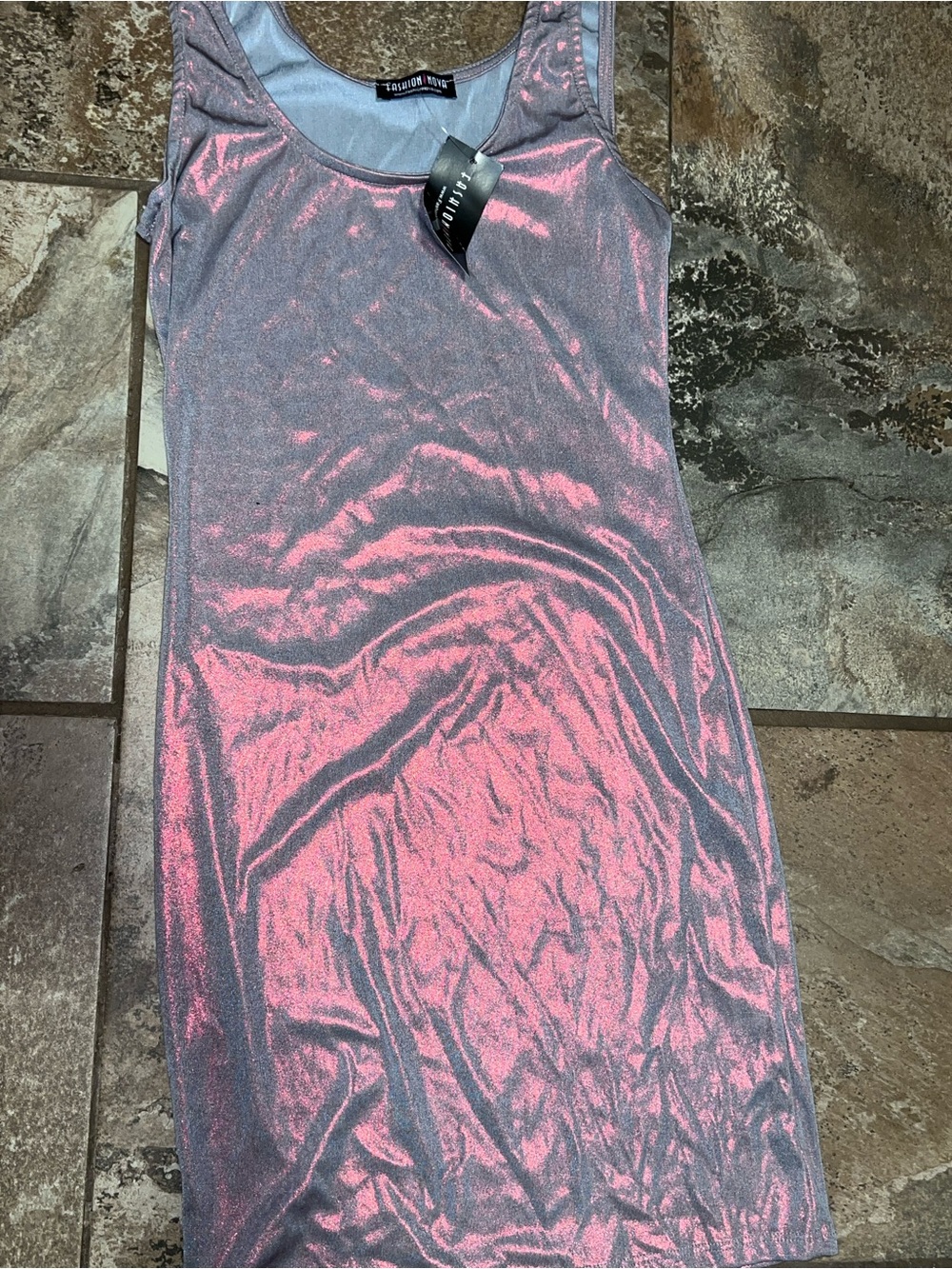 Fashion Nova Pink Iridescent Midi Dress